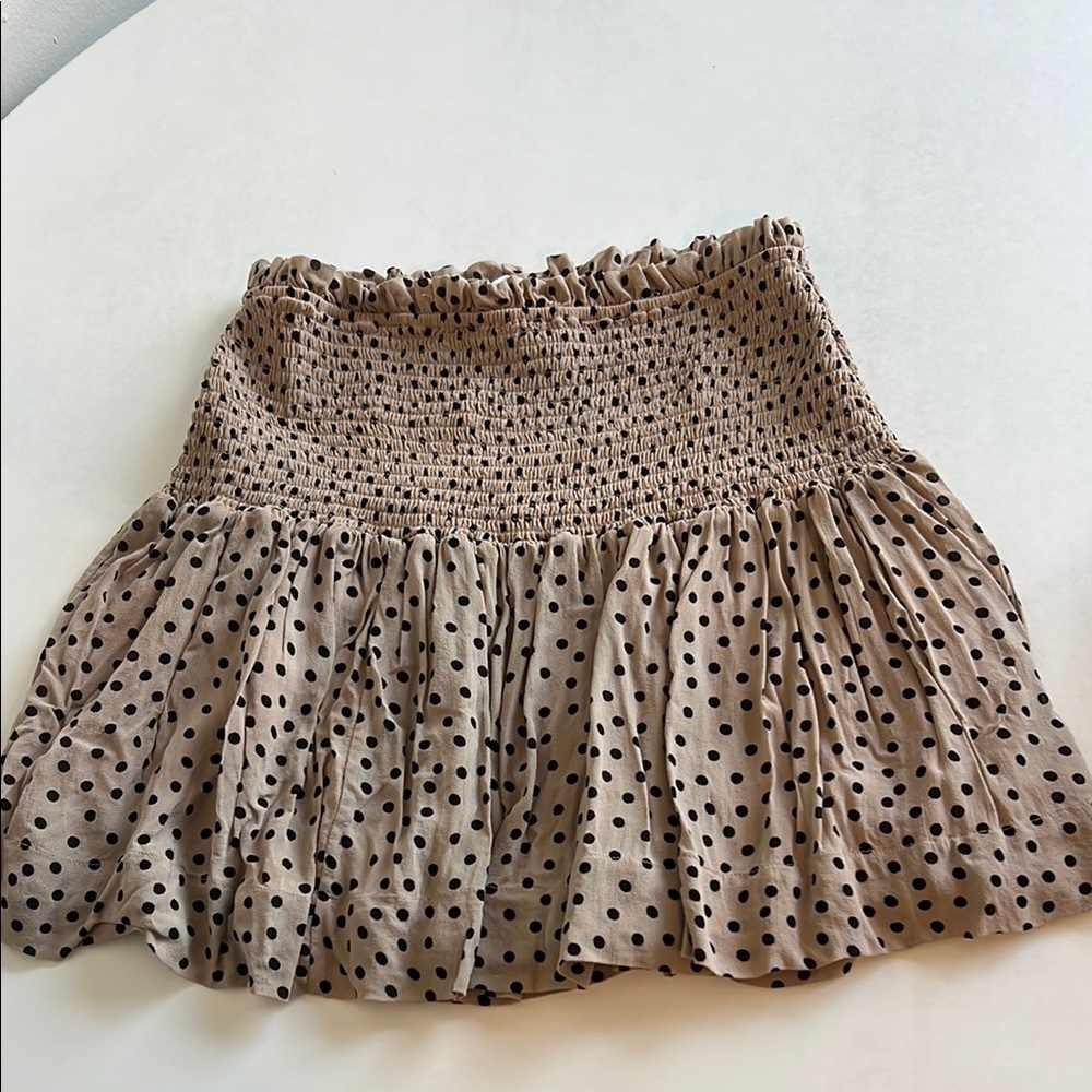 SOLD Ganni Brown Tan Smocked Bubble Mini Skirt Size 36